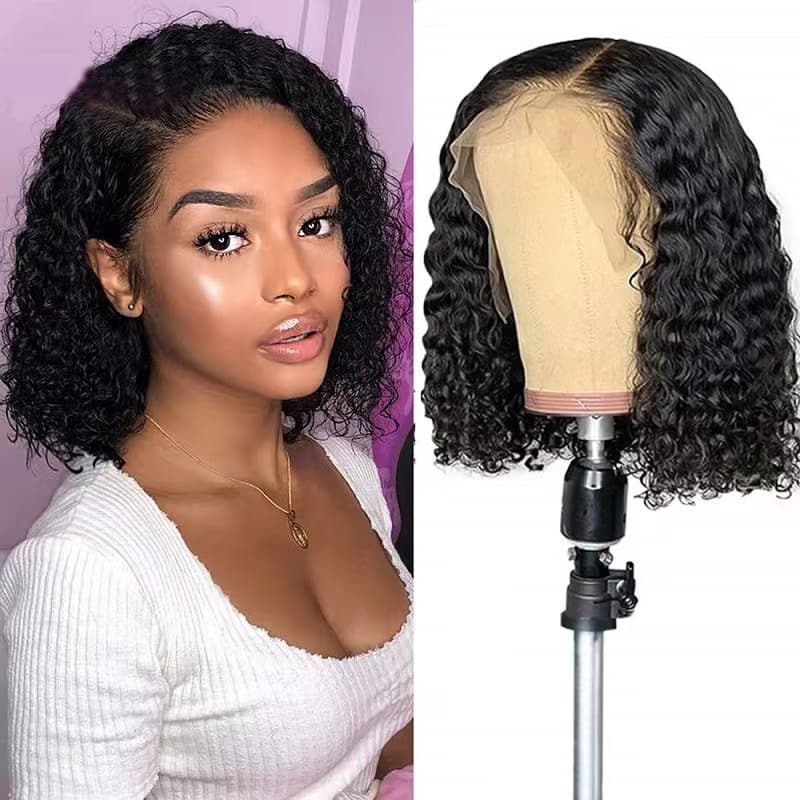 High Temperature Silk Wig Center Parted Curly Short Hair Wigs Small Curly Hair Extensions In Stock