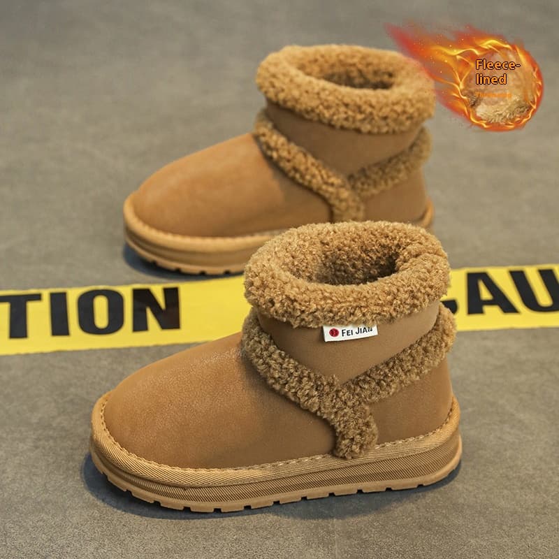 Children's Warm Snow Boots with Velvet Cotton Shoes