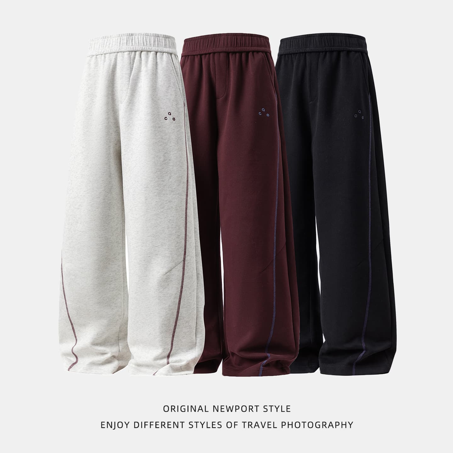 Men's Casual Jogger Pants With Bold Color Blocking & Embroidery Detail - Loose Fit Streetwear Sweatpants For Spring & Autumn (Available In Multiple