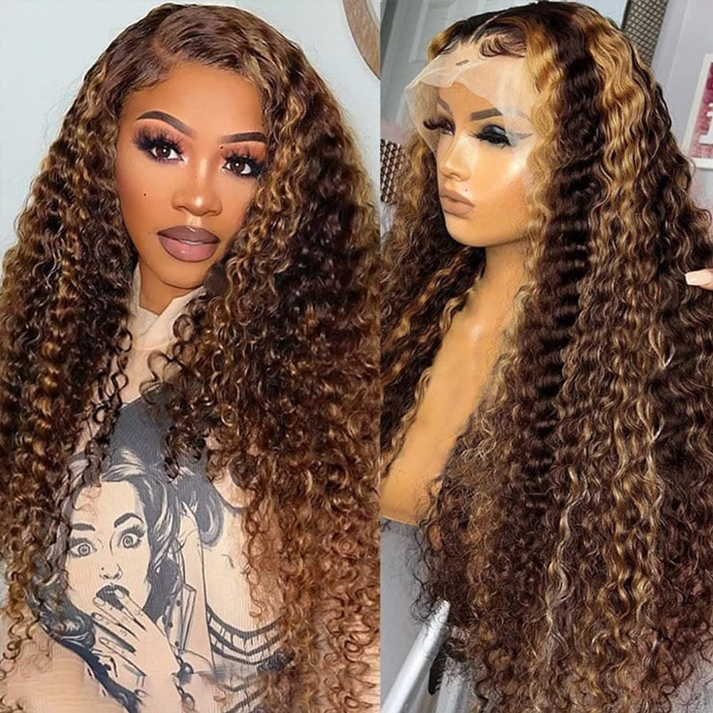 Cross-border hot sale wig piano color African small roll front lace wig chemical fiber full head cover manufacturer