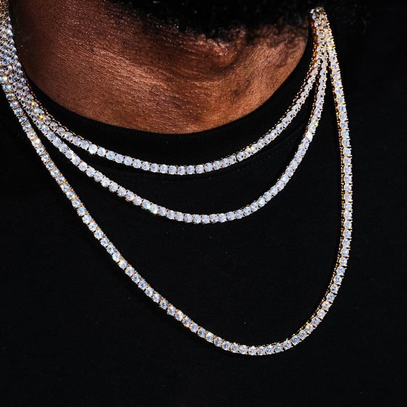 Fashion Hip Hop Basic Chain 3mm Zircon Tennis Chain Necklace Hip Hop Tennis Chain Trend