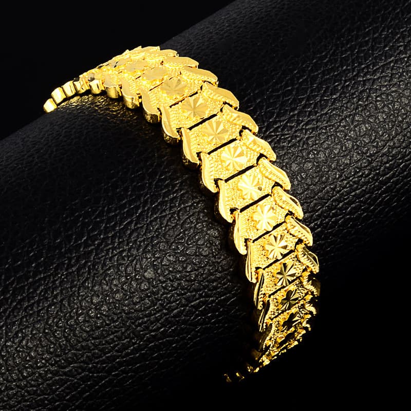 Gold-Plated Bracelet Outer Cuban Trade Hot-Selling Fashion Coin Chain New Flower Strap Hand Jewelry