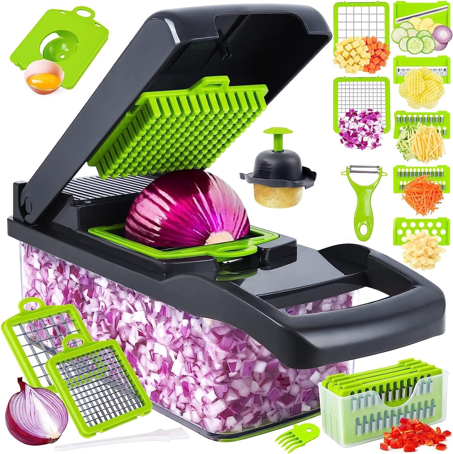 Multi-Functional Vegetable Slicer & Dicer - 5-in-1 Kitchen Mandoline With Julienne, Grater & Spiralizer For Potato, Carrot & Fruits