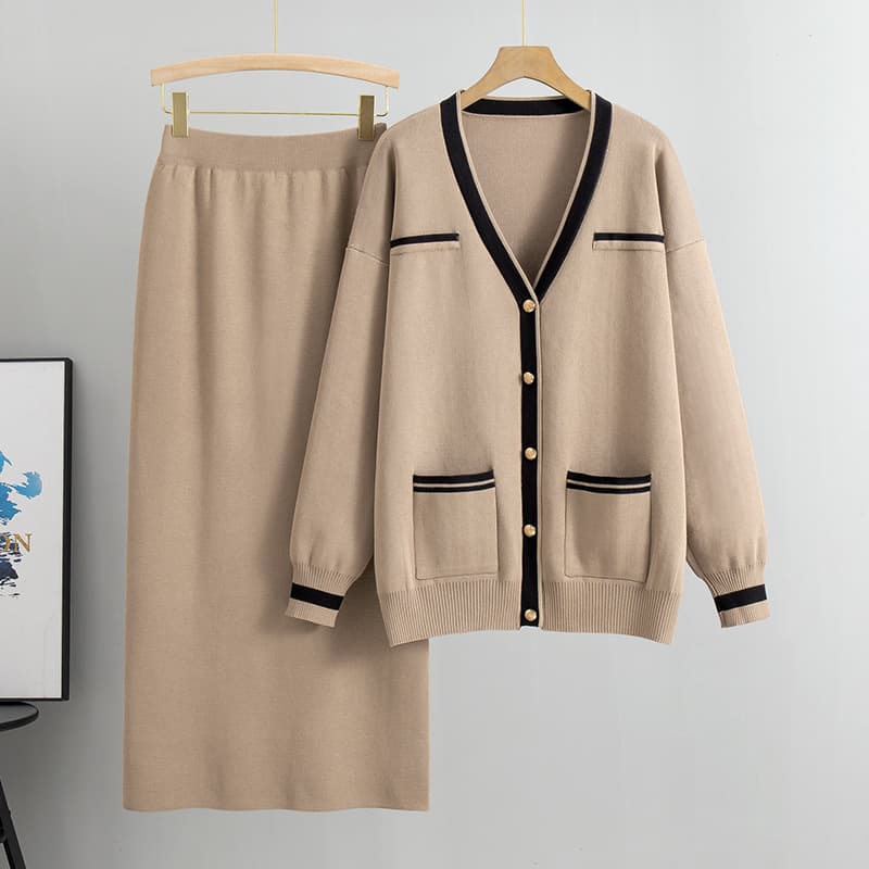 Women's Clothing fashion suits 2024 spring new loose sweater skirt suit casual knitted two piece set