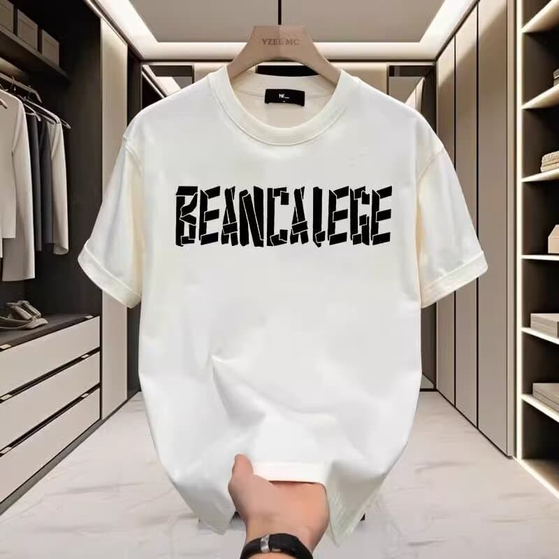 ​​Trendy Oversized Cotton T-Shirt For Men – Streetwear Crew Neck Short Sleeve Tee With Letter Print (M-3xl, White/Black)​​