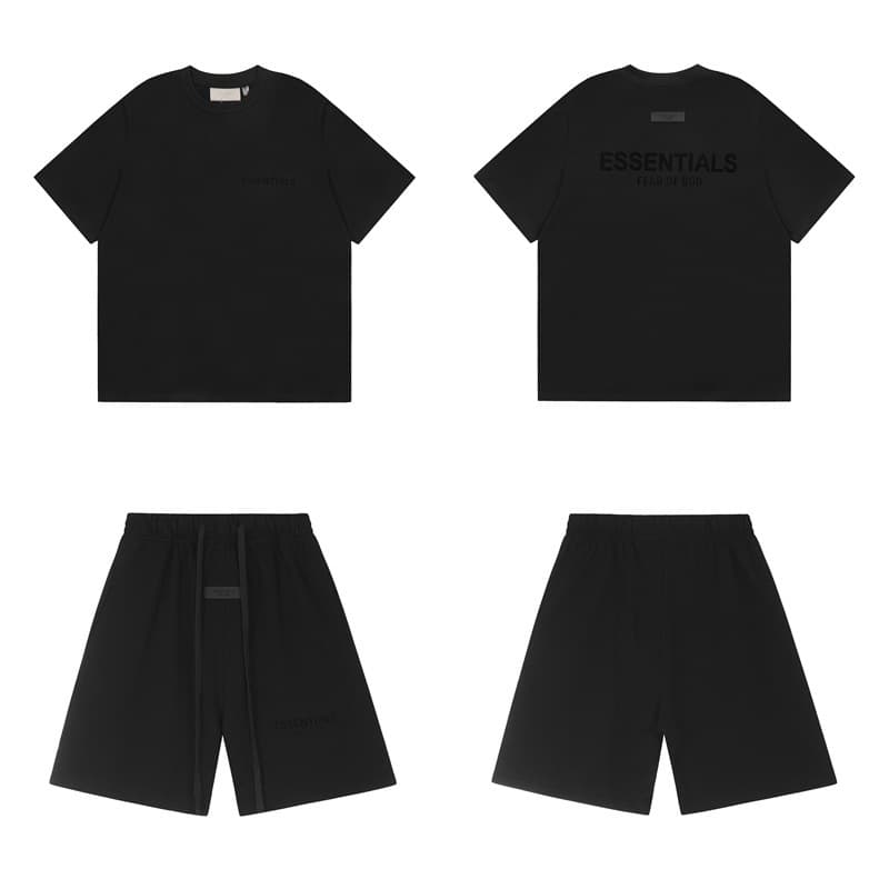 Ensemble de survêtement ESS Essential pour homme, composé d'un t-shirt et d'un short à lettres floquées, style américain (1977).