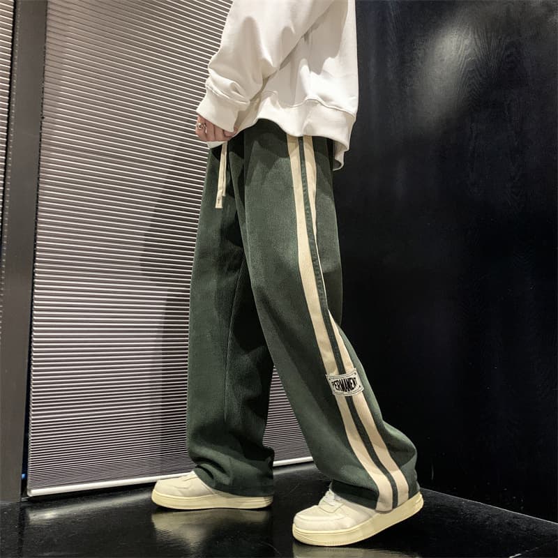 2025 Männer Casual Hosen Cord Koreanischen Stil Lose Overalls Hosen Gerade Breite Bein Hosen Paar Streetwear Neue Jogginghose