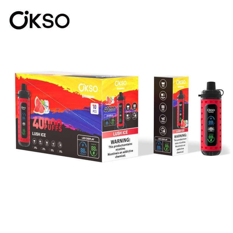 Lot de 10 vapes jetables OKSO Max 40 KPuffs, saveurs multiples de fruits, 36 ml, pré-remplies, 800 mAh, type C, affichage LED