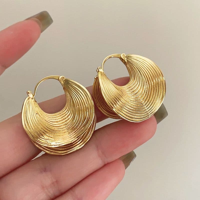 In The Mist~ Metallic Temperament Earrings Niche Simple Design Hoop Trend