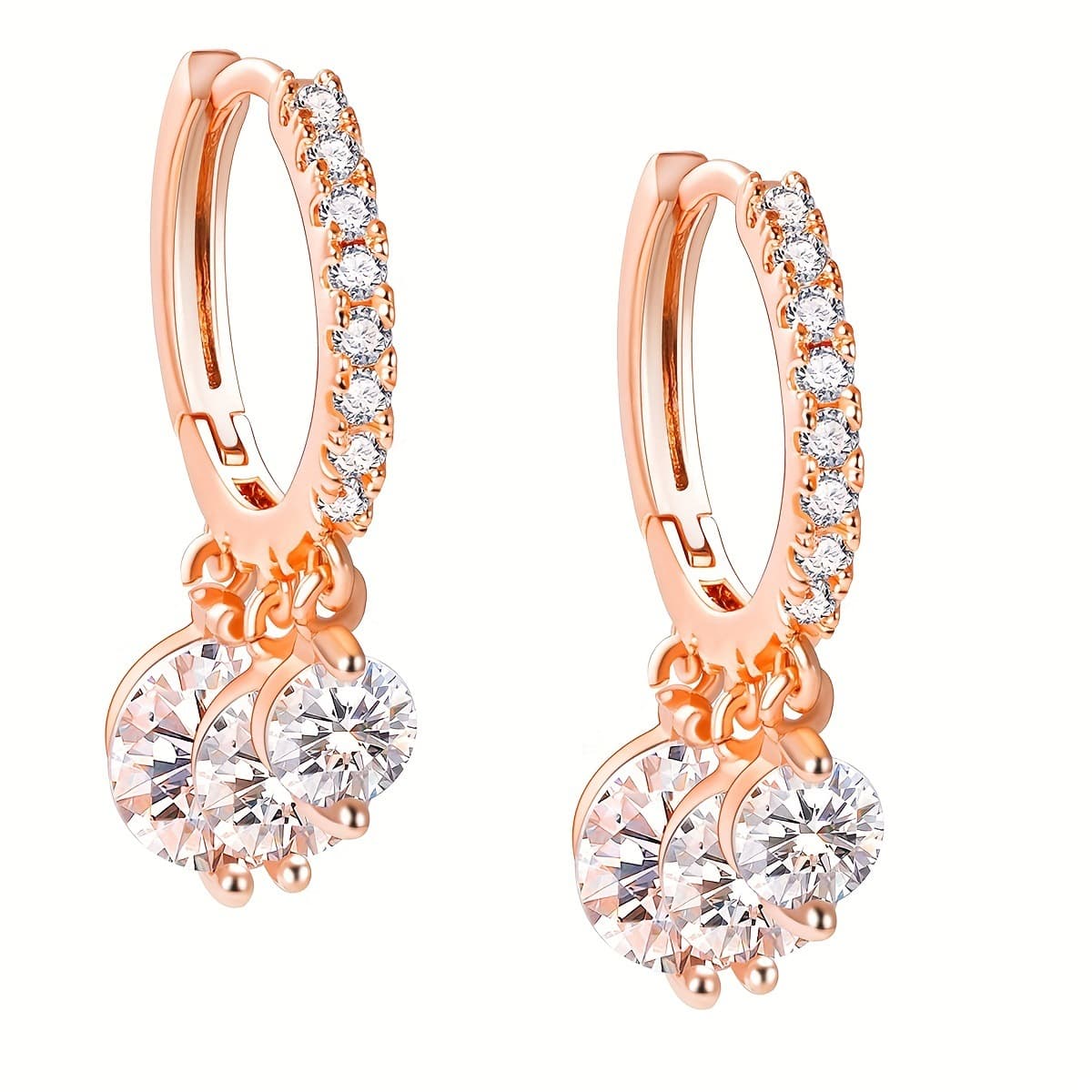Women's Jewelry Geometric Rose Gold Plated Earrings - Elegant & Stylish Statement Piece For Everyday Wear Fashionable And Atmospheric Earrings