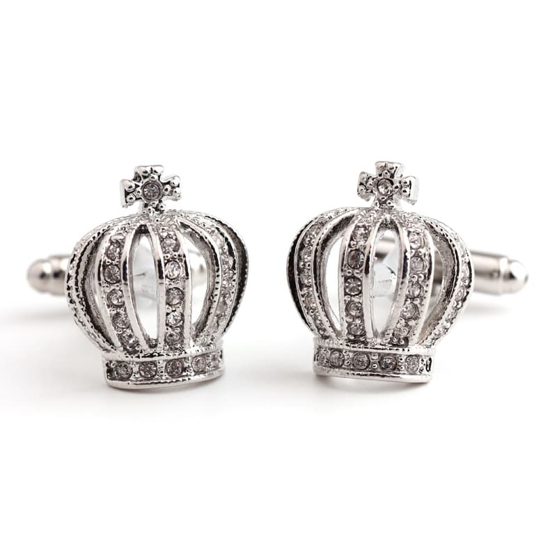 Vintage White Crown Shape Cufflinks Men's French Shirt Cuffs Accessories Gift Box