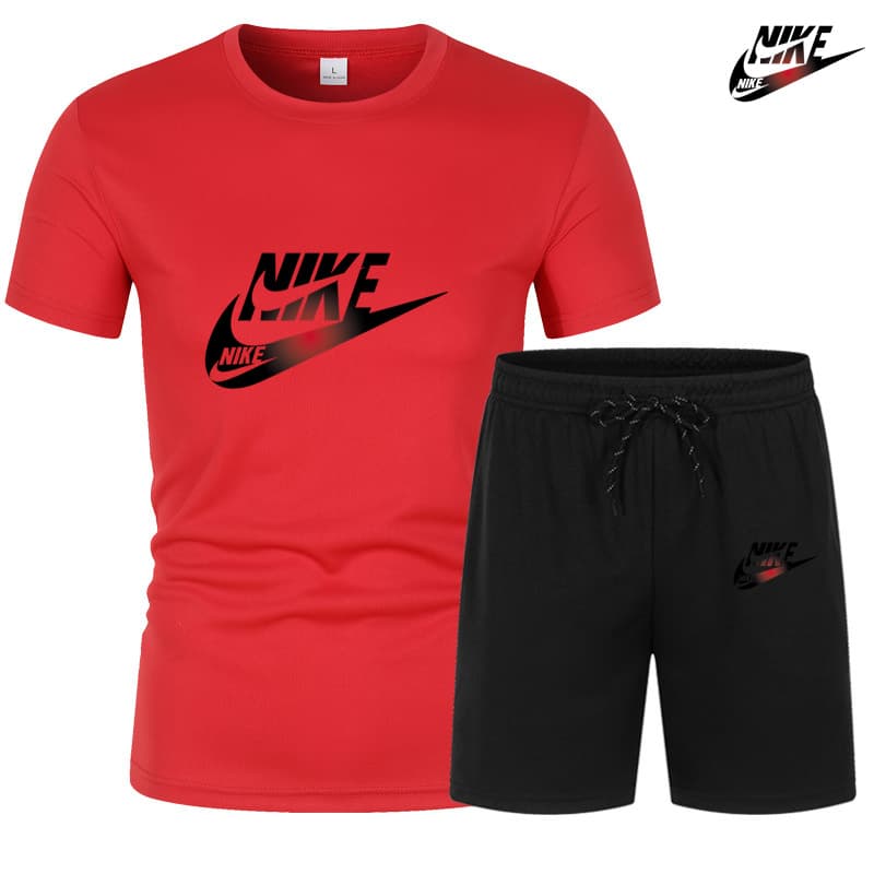 Ensemble de sport décontracté d'été pour hommes, T-shirt à manches courtes + short, deux pièces, élastique et respirant, ensemble d'entraînem