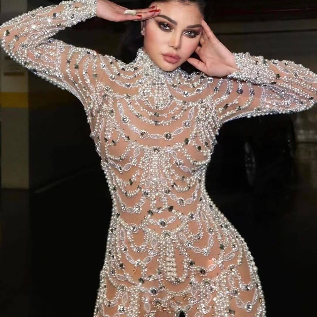 Women's Dress Slim And Slim Perspective Sequined Sexy One-piece Dress