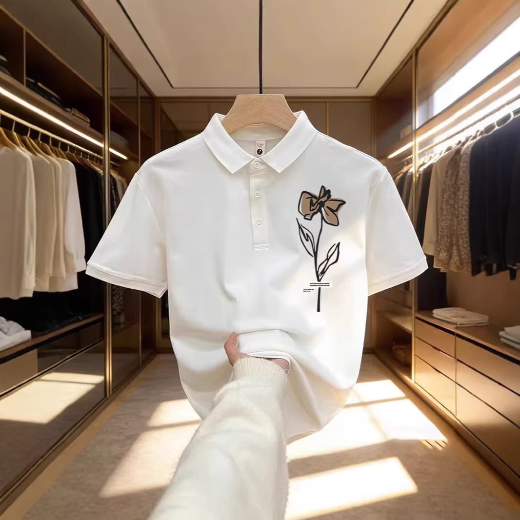 Men's Summer Design Polo Shirt High-End Collared Short-Sleeved T-Shirt Loose Fit Mature Sophisticated Style Heavyweight Menswear