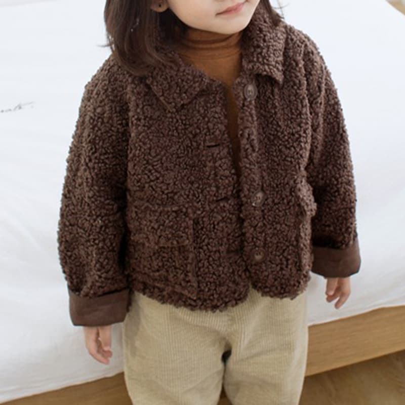 Autumn And Winter Boys And Girls Lapel Lamb Wool Coat Thickened Fur One Patchwork Design Coat