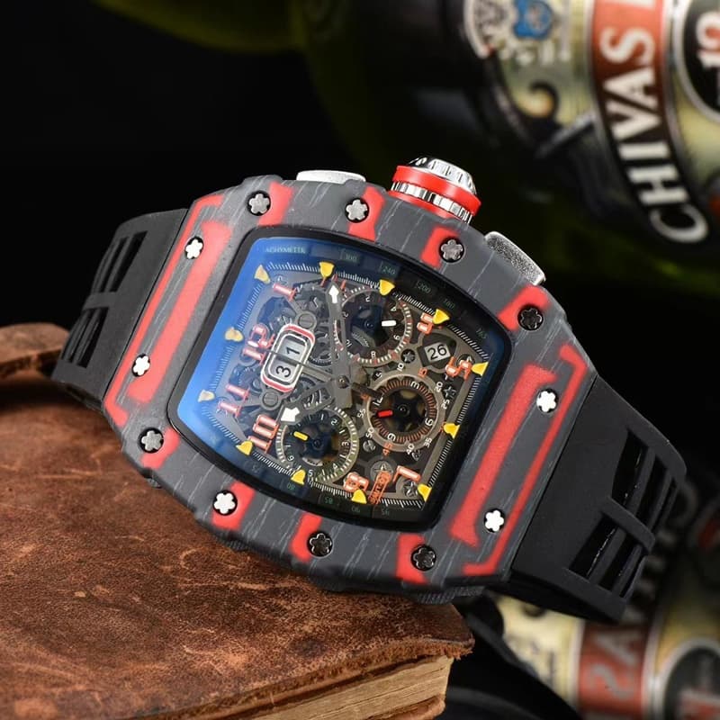 2024 new Sports Men's Watch Luxury Fashion Fully function Quartz Watches men Unique Design Waterproof Tape Watch Wristwatch
