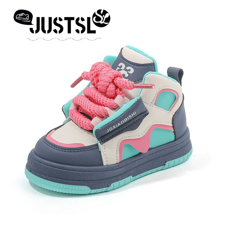 JUSTSL 2024 Dopamine Color Baby Children's Sports Boy's Casual Board High-cut Girls' Bread Shoes