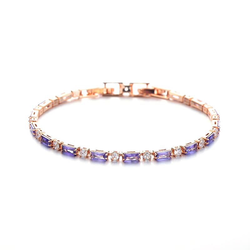 Women's Jewelry Light Luxury Purple Crystal Bracelet Imitating Moissanite Small Temperament Champagne Gold Long Lasting Non Fading Hand Jewelry