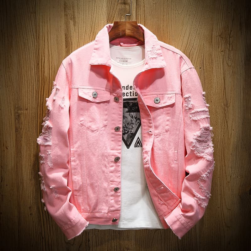 Men's New Washable Perforated Embroidered Denim Jacket Fashion Casual Coat