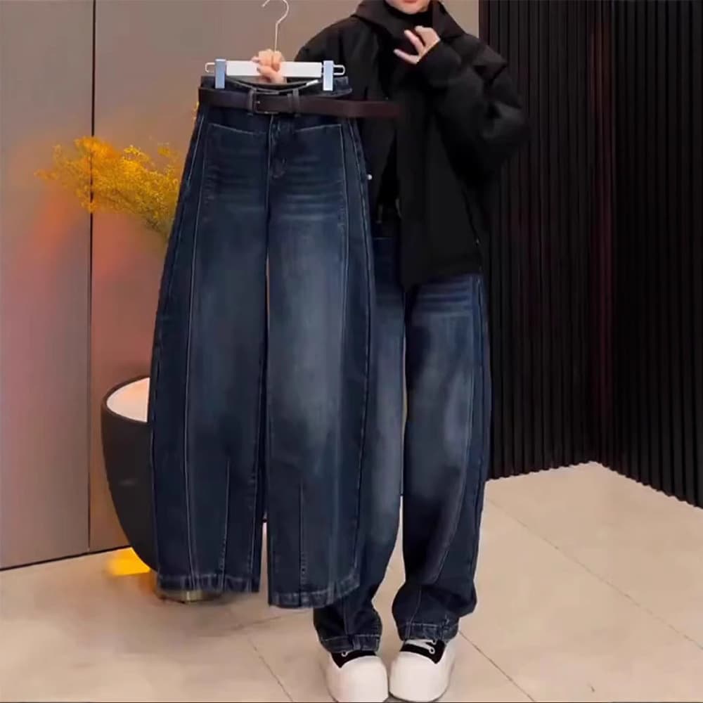 Women's Clothing Slim Fit Wide Leg Jeans With Curved Lines, New Autumn Style, Plus Size, Pear Shaped Figure, High Waisted, Loose Banana Pants.