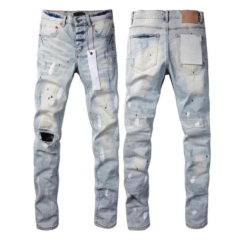 Jean déchiré violet de haute qualité pour homme, style streetwear