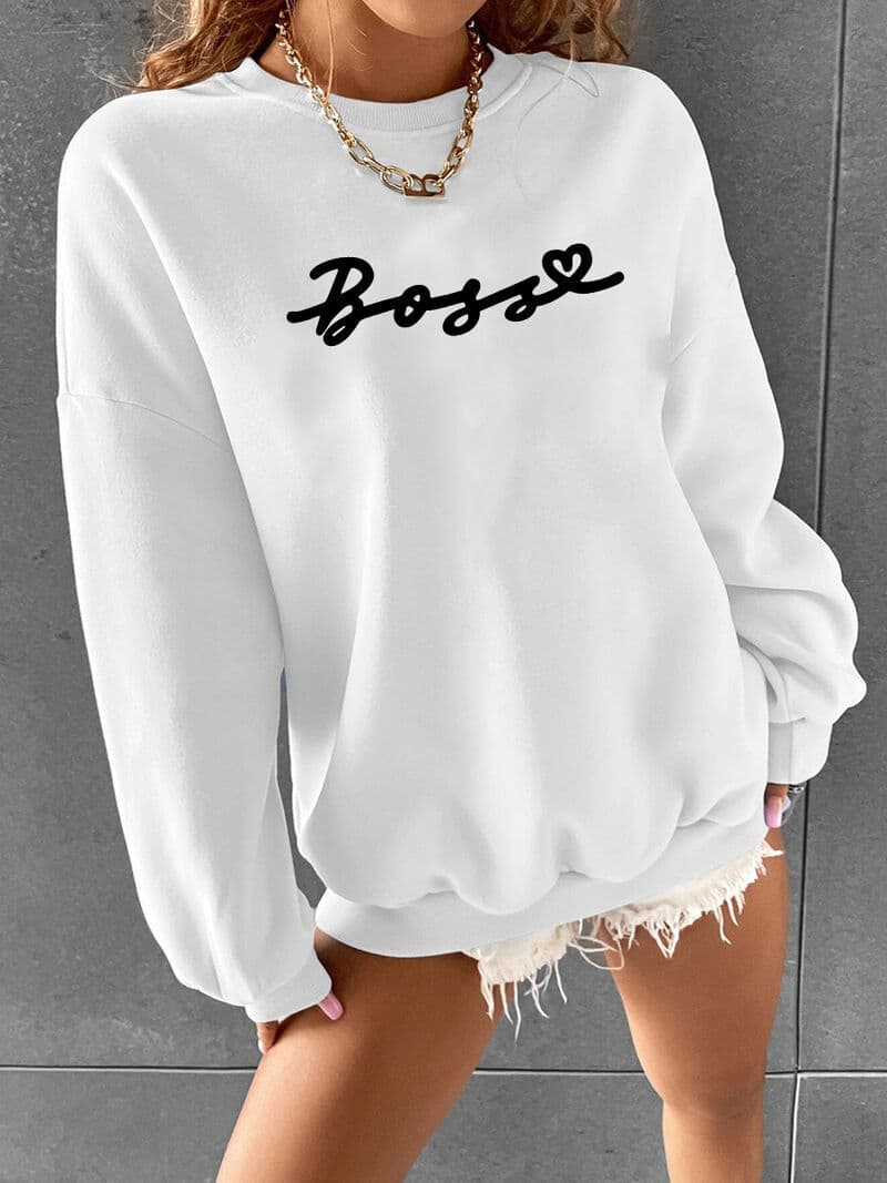 Autumn and Winter New Women's Clothing Girls Sense of Fashion Fun Round Neck Long Sleeve Hoodie