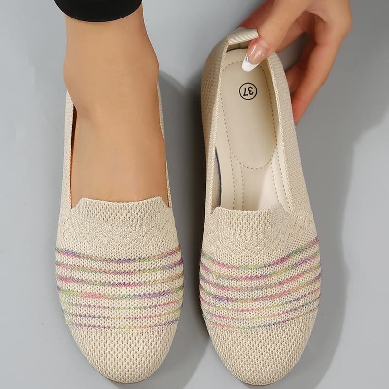 Women's Casual Shoes trade new women's flying woven flat shoes cross-border shallow mouth slip-on lazy work shoes Nude shoes