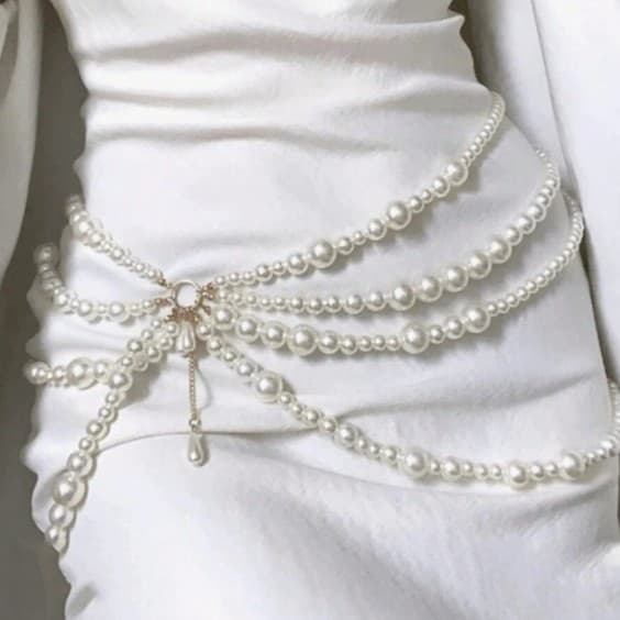 Multi-layer Pearl Waist Chain For Women Korean Versatile Sweet Decorative Tassel Belt Sweater Dress Accessories