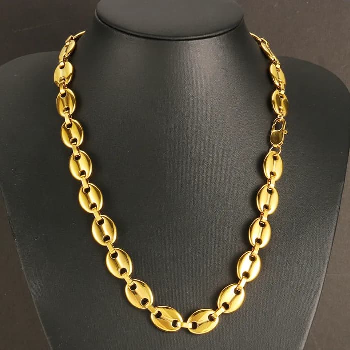 Wedding Jewelry Sets Coffee Bean Chain Necklace Bracelet For Men Women Gold Plated Stainless Steel Classic Casual