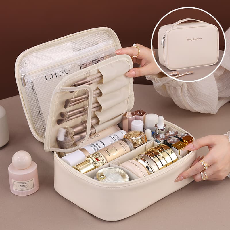 Women's Bags Freely split high end large capacity partition storage cosmetic bag travel portable toiletry bag cosmetic storage bag