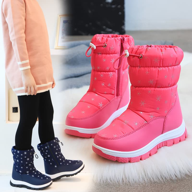 2023 winter new children's snow boots snowflake high tube children's cute fashion cotton shoes casual soft bottom warm boots