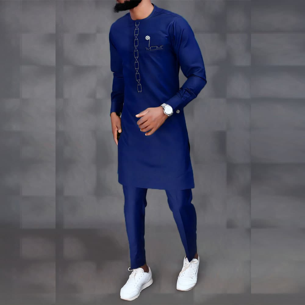 Men's African style embroidered men's suit set 2 pieces