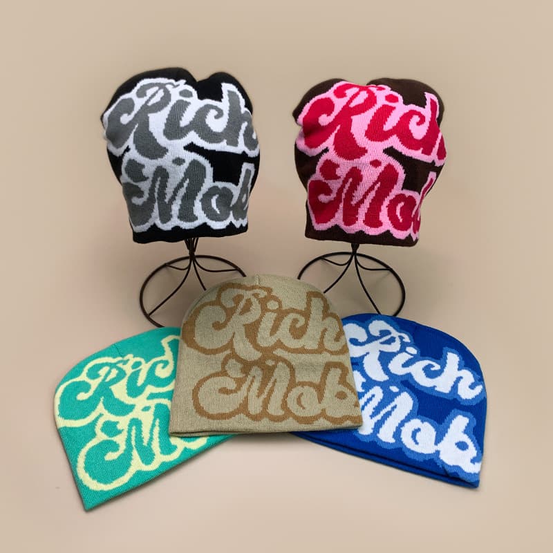 Retro American Style Letter Print Knit Beanie - Unisex Hip Hop Warm Crochet Hat For Men & Women