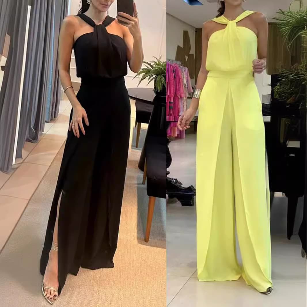 Women's Sleeveless Backless Jumpsuit - Stylish One-Piece Romper For Summer & Evening Wear