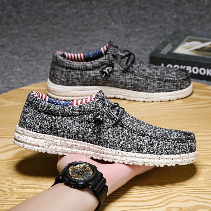 2025 New Lefu Light Canvas Casual Men's Shoes, Large 48, Slim Fit, Lazy Kick