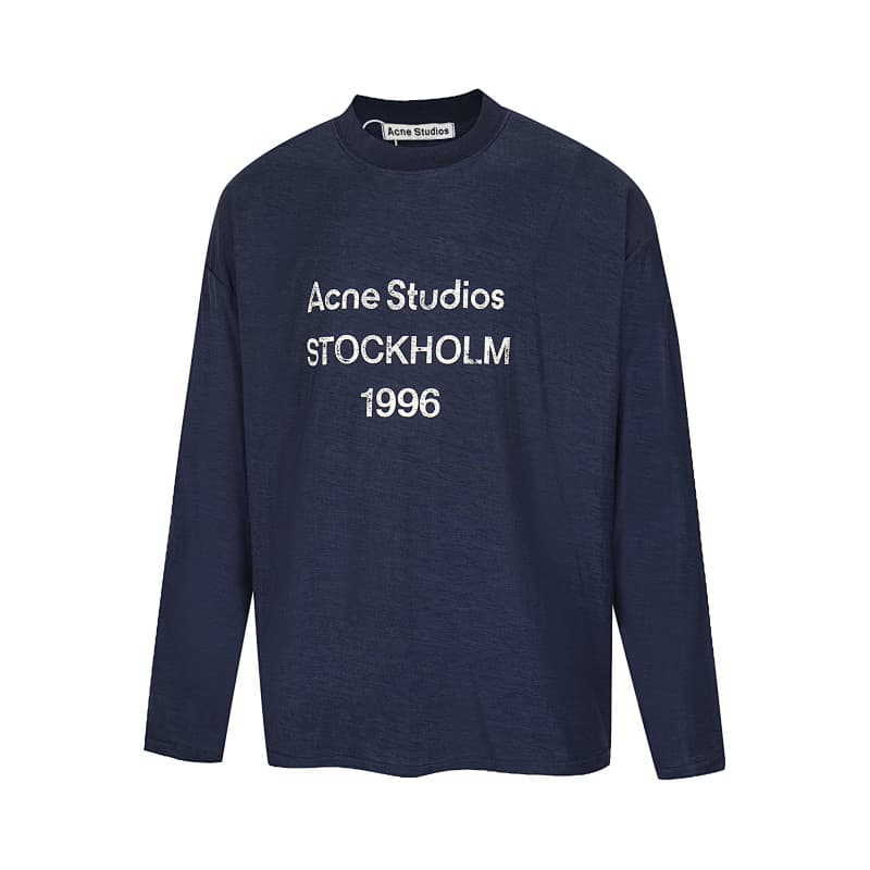 T-shirt unisexe à manches longues, style AC tendance, imprimé lettres simples, coupe déstructurée, fine et ample, style « Pas la Belle au bois