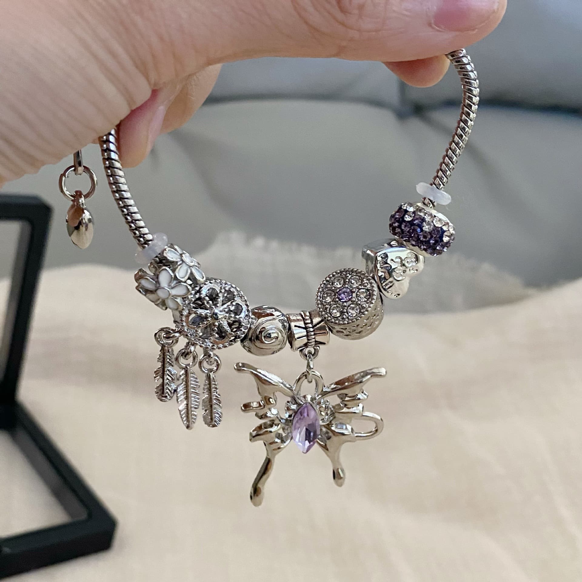 Fashion Fashion Pan Family Style Blue Crystal Angel Wings Butterfly Bracelet High-end Light Luxury Temperament Versatile Niche Bestie