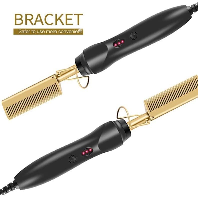 Electric Heated Copper Straightening Brush - 2-In-1 Styling Tool For Straightening & Curling Hair At Home