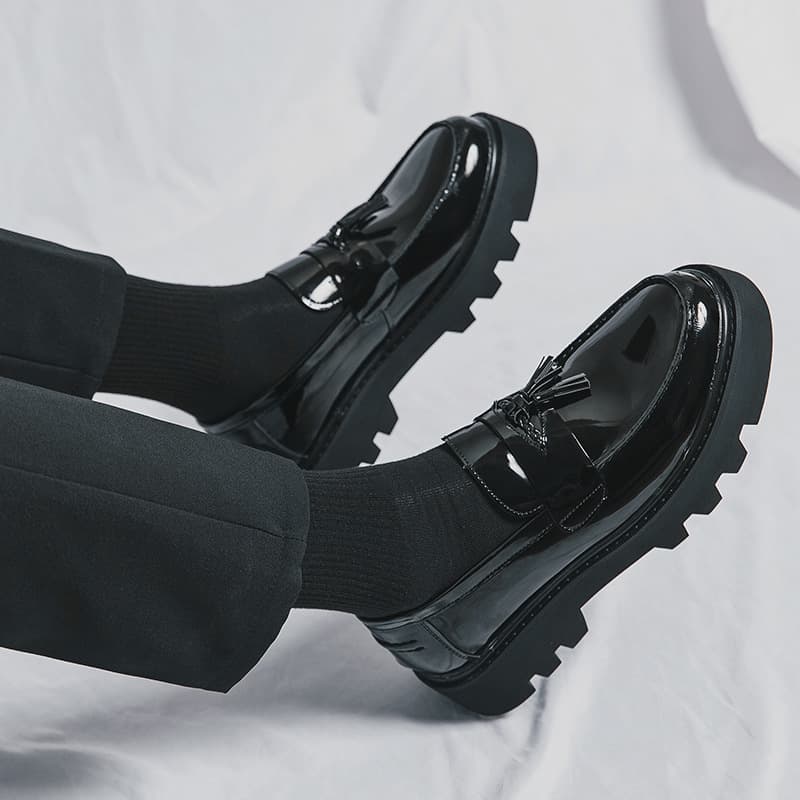 TerraStride Plus Size Casual Fashion Thick Sole Slip-On Leather Korean Style Formal Business Youth Men's Shoes