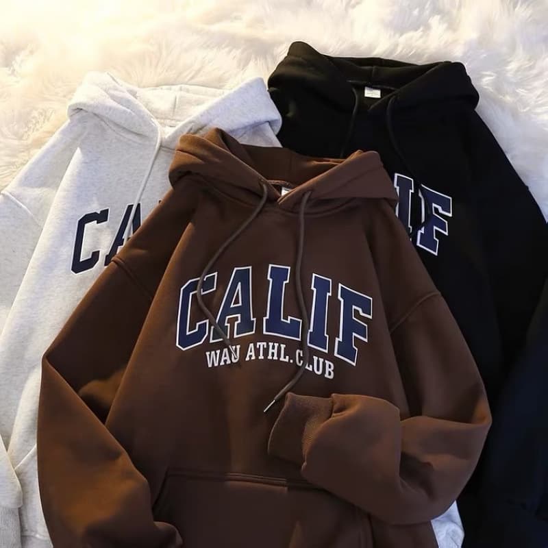 ​​Men's Oversized Fleece Hoodie - Cozy Winter Pullover With Soft Lining, Unisex Streetwear, Casual Loose Fit, Korean Style, Letter Print​​