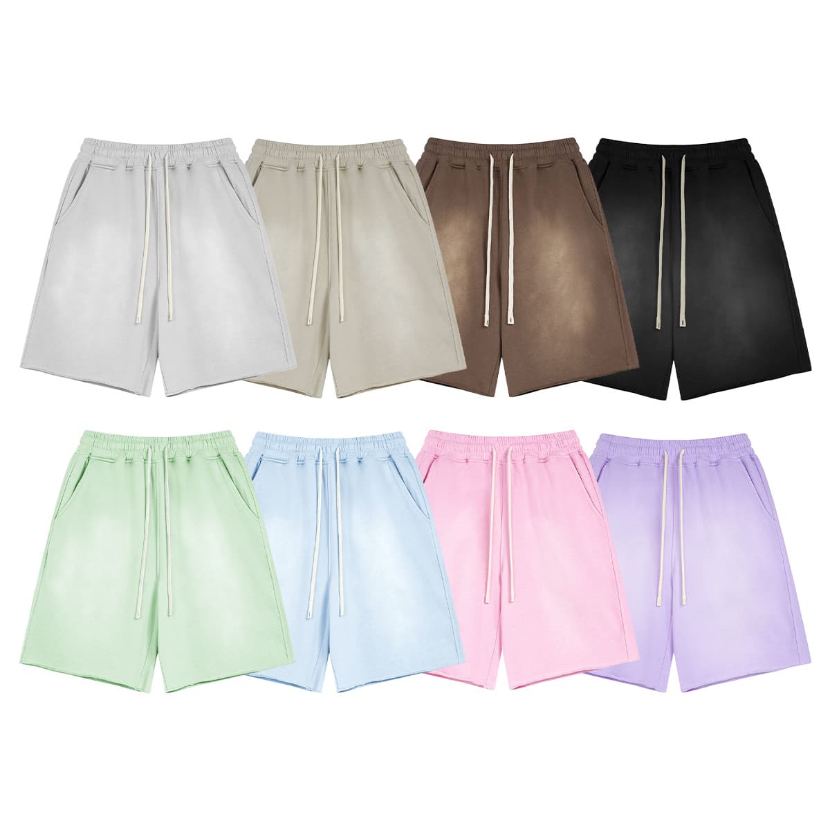 Men's Spring And Summer New Arrival 360g Lightly Brushed Washed Retro Distressed Trendy Brand Loose Men's Shorts
