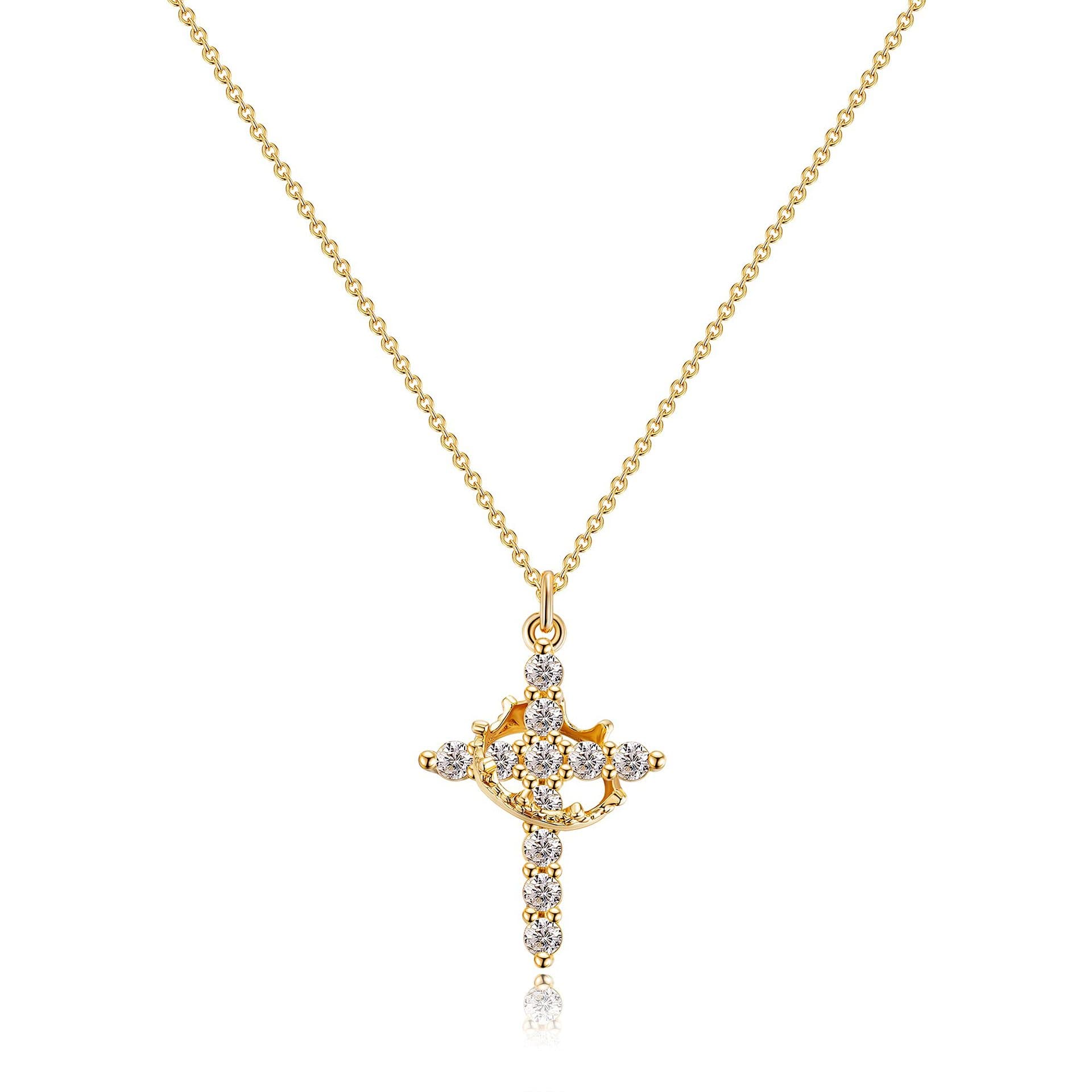 Hot Selling Crown Cross Pendant For Women, Rotatable And Versatile, Light Luxury Cross Necklace, Collarbone Chain