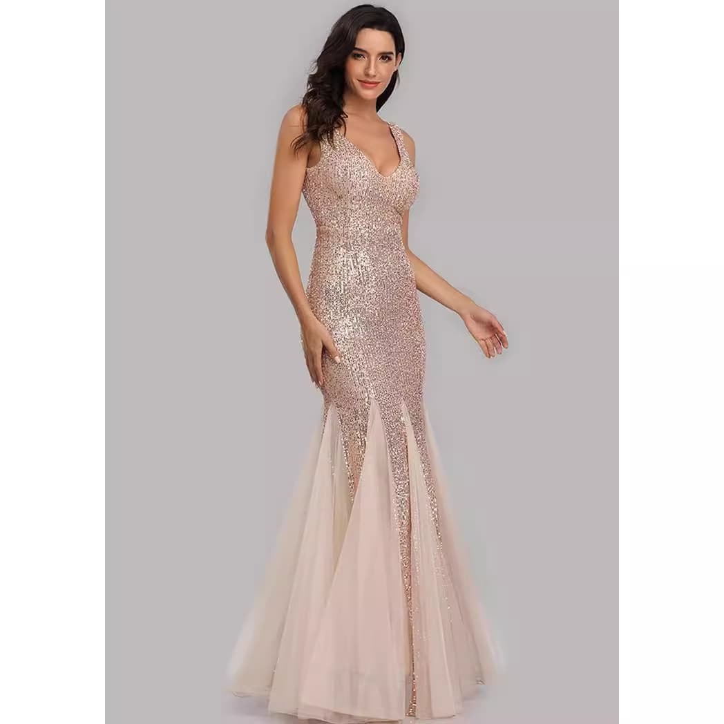 Women's sequined toast dress bride red temperament sexy fishtail slim banquet evening dress