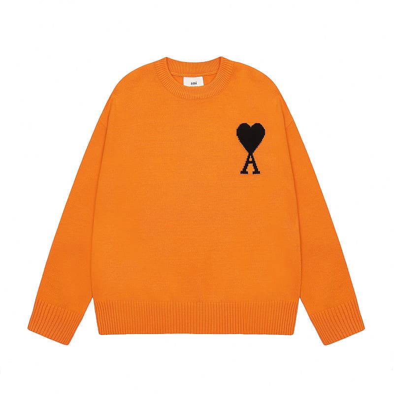 Pull chaud unisexe pour jeunes, motif cœur pêche, pull tendance à col montant.