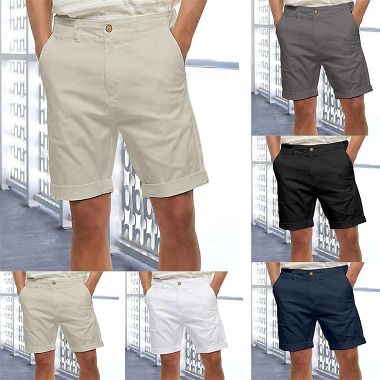 Men's Clothing Men's Summer Cotton And Linen Loose Casual Slanted Pocket Solid Color Outdoor Comfortable Breathable Daily Shorts
