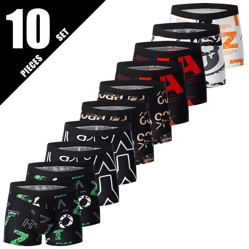 Overseas Platform 10-Pack Fashionable Personalized Printed Men's Boxer Briefs Casual Fashion Shorts