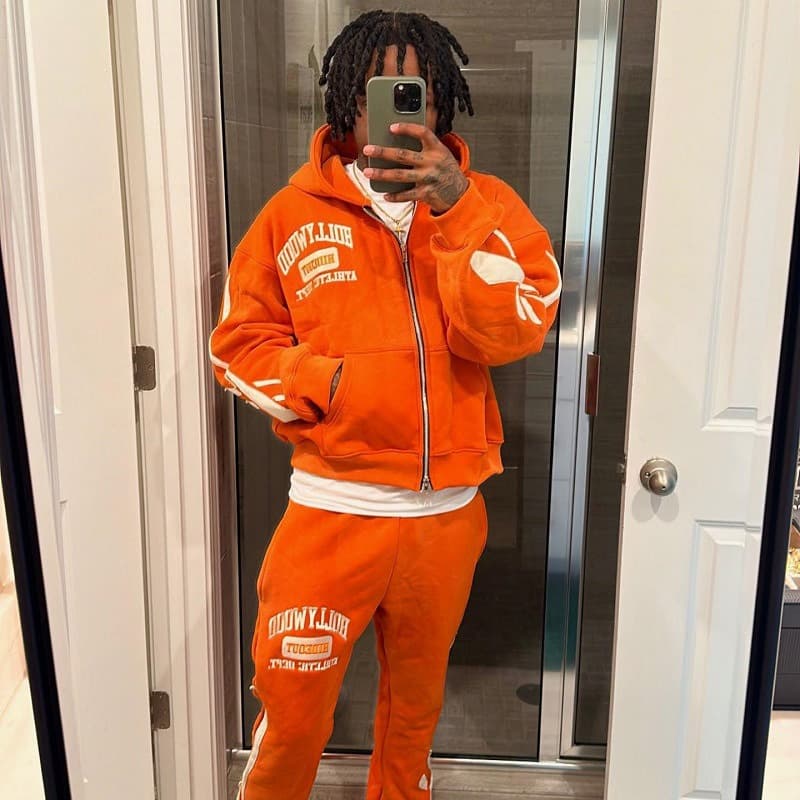 American Vintage Hooded Zip-Up Hoodies Pants Set Men's Letter Print Streetwear Hip-Hop Fashion Casual 2 Pieces Set Streetwear