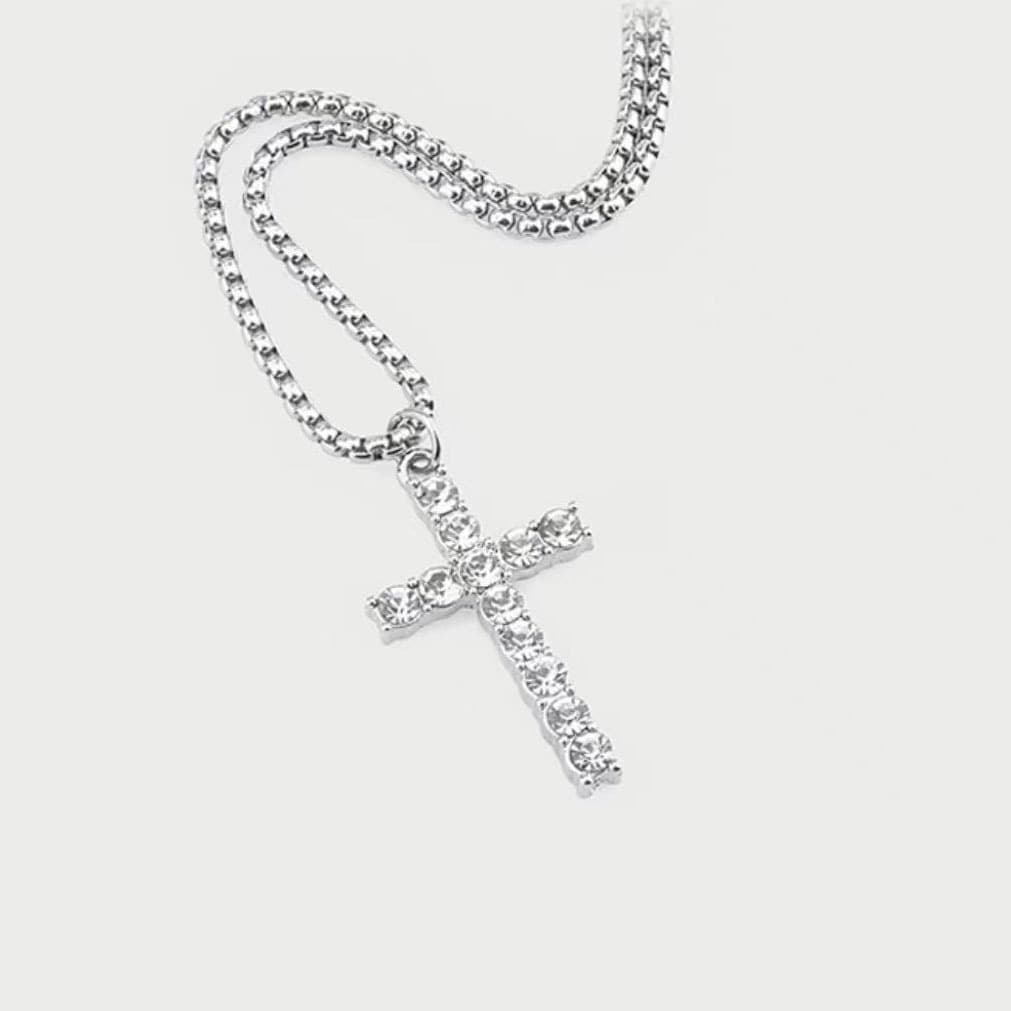 Niche Design Full Diamond Cross Necklace Trendy Simple Hip-Hop Versatile Pendant For Men And Women