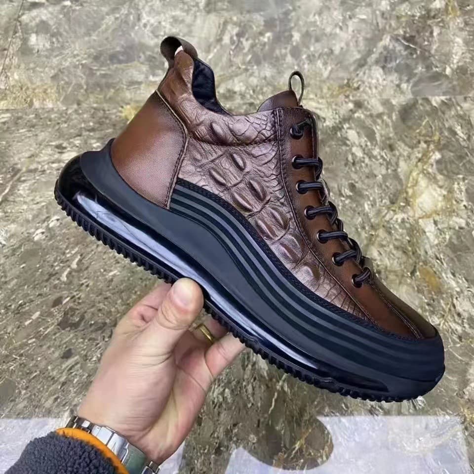 Men's shoes 2023 spring and autumn new thick bottom casual trend shoes crocodile pattern fashion men's shoes lightweight sports shoes