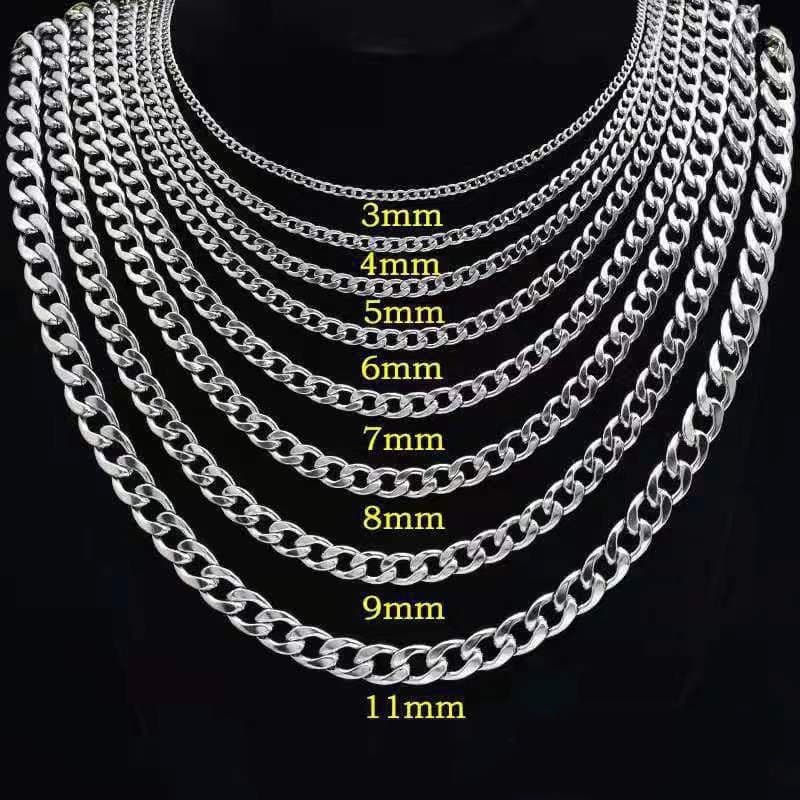 Titanium Steel Cuban Chain Hip Hop Stainless Steel NK Thick Chain Necklace Fashion Male And Female Hiphop Accessories Plain Chain No Pendant